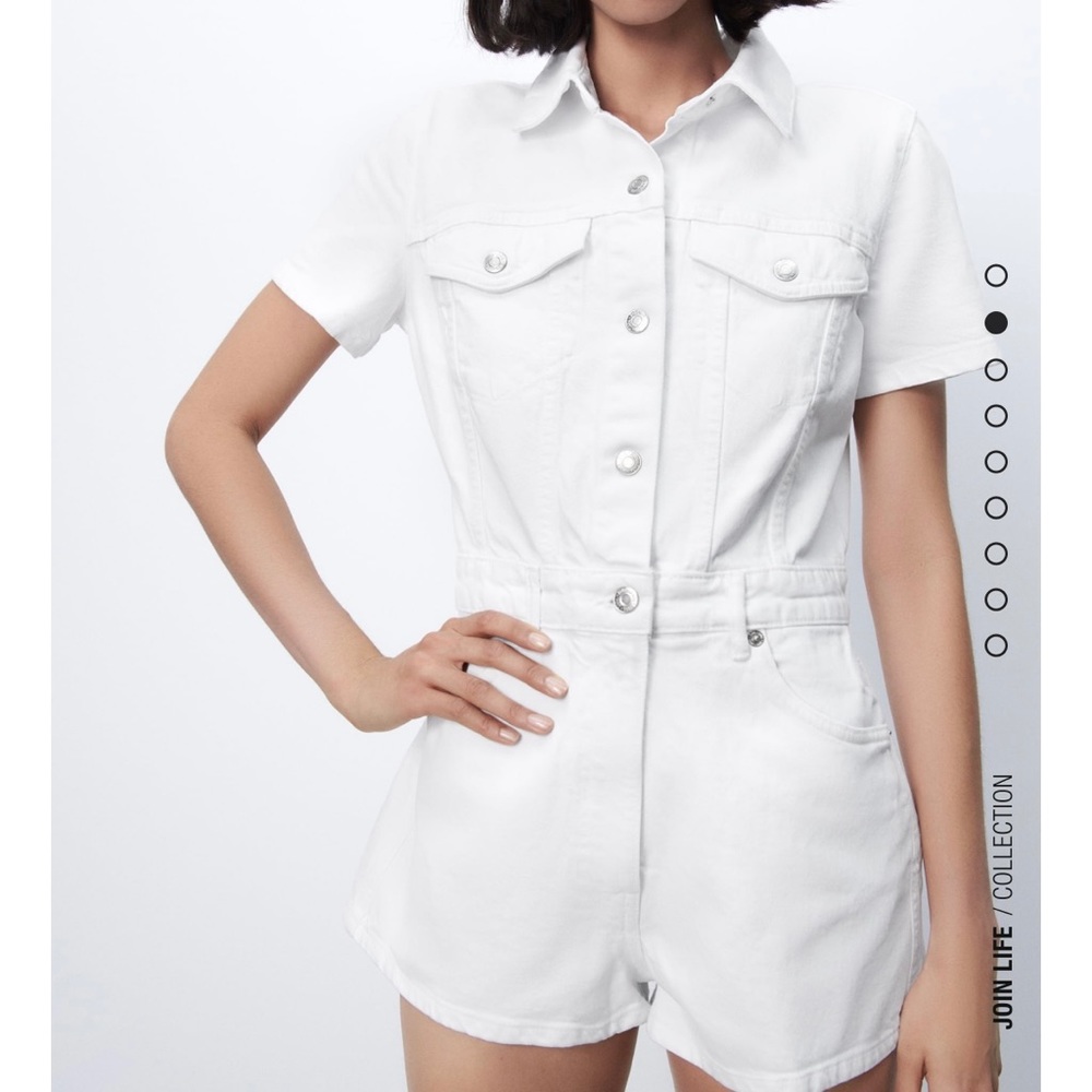 Zara White Denim jumpsuit